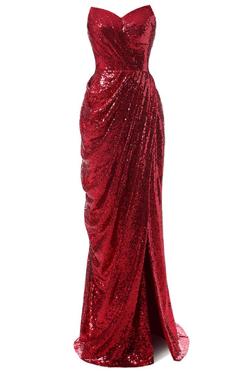Vestido de baile de sequin de sereia vermelha